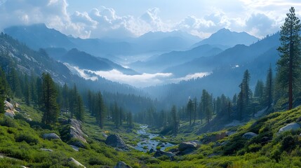 Obraz premium Mountain Valley Panorama