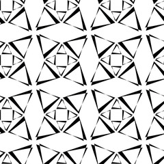 Abstract geometric pattern with crosses, stripes, lines. Seamless vector background. White and black ornament. Modern reticulated graphic design.