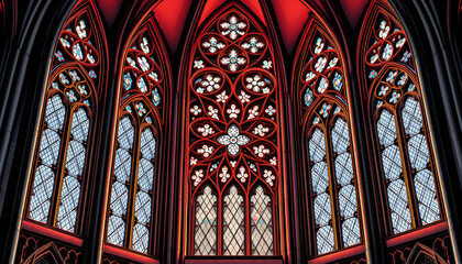 Obraz premium close up of cathedral window quilt pattern isolated with white highlights, png