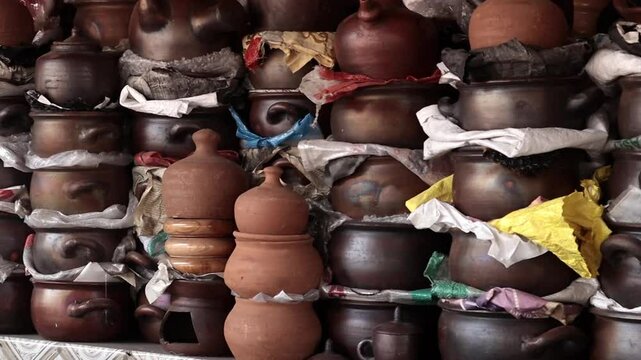 Clay pot in store, gerabah, clay handicrafts