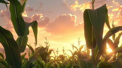 Sunset Over Cornfield