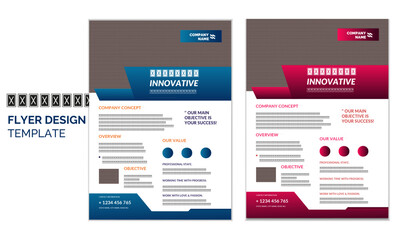 New digital marketing flyer set creative flyer layout corporate business flyer template design set with blue, red color.