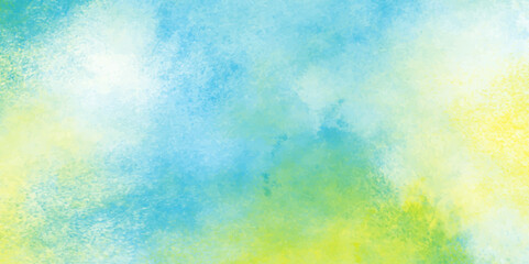 Abstract yellow and blue watercolor background. aquarelle colorful stains on paper. pastel watercolor background. Explosion of colored powder on white texture background.