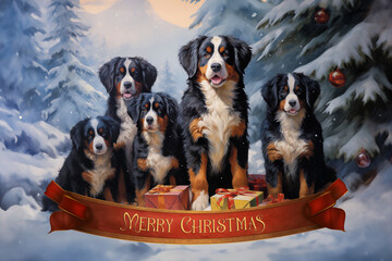 Bernese Mountain Dog Christmas card