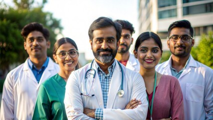 Health Awareness Campaign in India
A group of Indian doctors promoting health awareness at a community event.