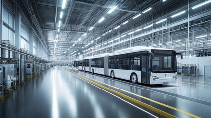 Fototapeta premium High-capacity battery plant creating powerful, long-range batteries for electric buses and trucks.