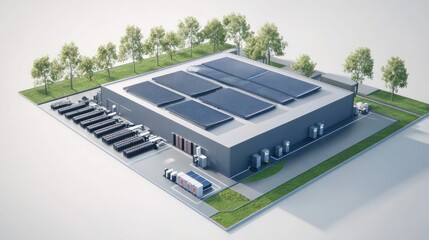 Hybrid vehicle battery manufacturing plant producing advanced energy storage systems for fuel-efficient cars.