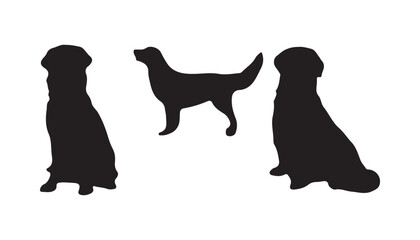 Dog silhouettes vector, isolated black silhouette of a dog, collection,