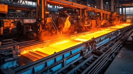 Obraz premium Industrial manufacturing plant with cutting-edge technology used for large-scale steel production.
