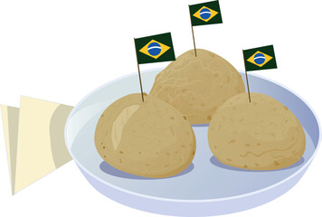 Pão de Queijo - is a widely popular brazilian snack made of cassava flour and cheese. It has a chewy texture with a crispy outer layer. May or may not be stuffed. It means 
