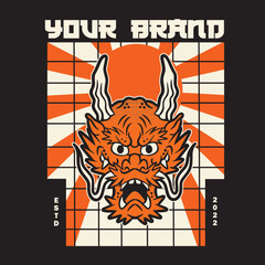 A Dragon head logo. This is vector illustration ideal for a mascot and tattoo or T-shirt graphic.