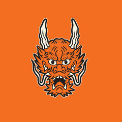 A Dragon head logo. This is vector illustration ideal for a mascot and tattoo or T-shirt graphic.