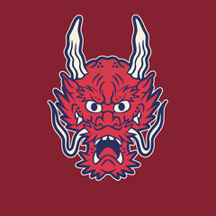 A Dragon head logo. This is vector illustration ideal for a mascot and tattoo or T-shirt graphic.