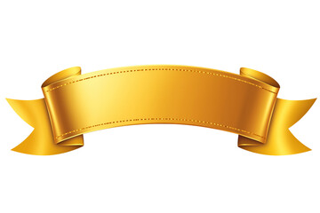 Elegant golden ribbon banner on a white background, perfect for awards, celebrations, or decorative design elements in various projects.