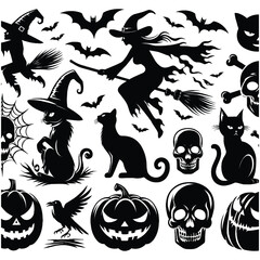 Halloween silhouettes vector 