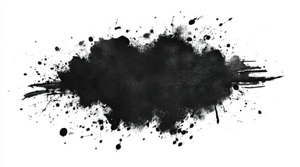 Obraz premium Black watercolor stain with splashes and artistic washes, creating a textured paper effect.