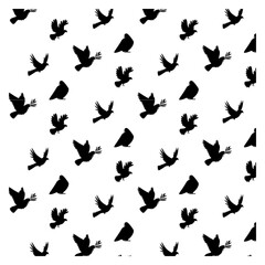 dove birds flying in sky seamless pattern background