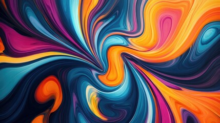 Bold tie-dye swirls in bright colors, creating a striking and dynamic retro design.