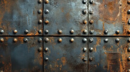 Fototapeta premium Rusty Metal Plate Texture with Rivets