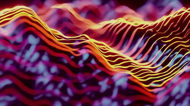 Abstract neon landscape with glowing curves