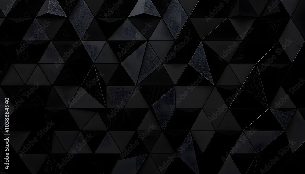 Canvas Prints abstract dark black triangular mosaic tile wallpaper texture with geometric fluted triangles backgro