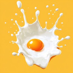 White Milk Splash Icon on Yellow Background