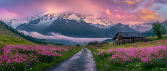 AI generator image of view, scenery, landscape, Luxury travel summer holiday tourism beautiful nature