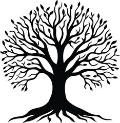 Tree of Life tribal black vector on white background.