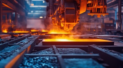 Sustainable metal manufacturing plant using eco-friendly processes to create steel products.