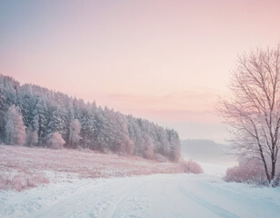 Fototapeta premium Minimalist winter background with soft pastel colors