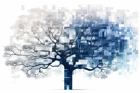 Detailed schematic representation of a tree structure for educational and design purposes