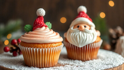 winter style muffin, cookies, gingerbread, snowflake, santa claus