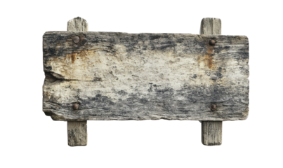 Old wooden sign plate on transparent background