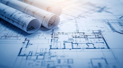 Close-up of architectural blueprints highlighting sustainable building techniques and eco-friendly designs.