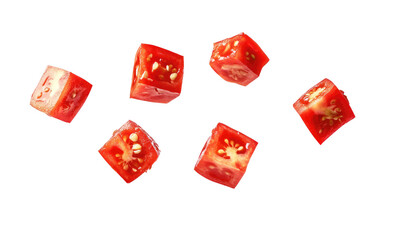 diced tomatoes on transparent background