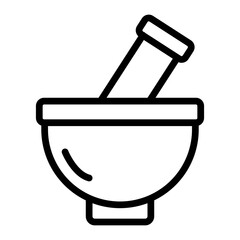Mortar and Pestle Vector Line Icon Design