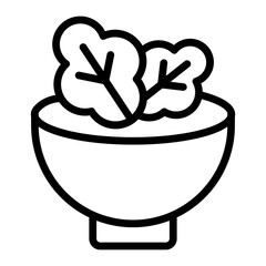 Salad Bowl Vector Line Icon Design