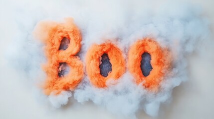 Eerie "Boo" in Smoky Atmosphere for Halloween Vibe