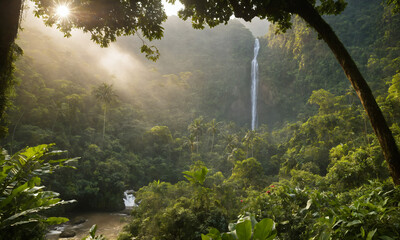 아름다운 정글의 계곡은 무성한 나무와 다양한 식물들이 자생하며, 그곳에서는 생명의 소리가 가득합니다.
