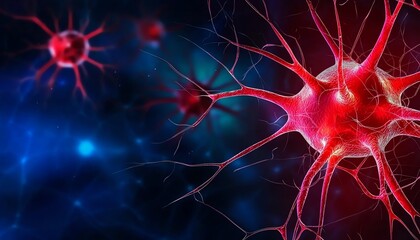 Abstract illustration of neurons with vibrant colors on a dark background.