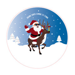 Pin Drunk Santa Is Coming To Town. Vector