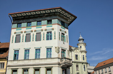 colorful buildings in downtown ljubljana slovenia city center (beautiful european architecture in historic town) europe travel tourism destination balkans julian alps adriatic mediterranean