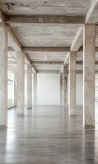 Empty concrete room with pillars.