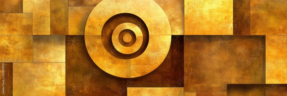 Aufkleber An intricate design emerges as a golden spiral intertwines with squares and rectangles, showcasing a modern geometric pattern. Generative AI