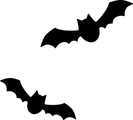 2匹の飛んでいるコウモリのシルエットイラスト