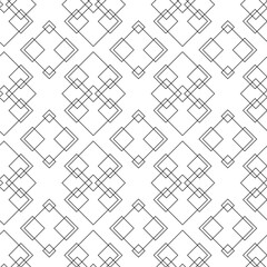 Abstract geometric pattern with squares, stripes, lines. Seamless vector background. White and black ornament. Modern graphic design.