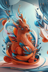 Dreamscape Surreal Hare: Abstract Wildlife Fusion in Blue and Orange Harmony