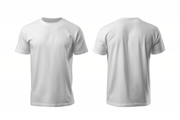 Blank white t-shirt mockup, front and back view