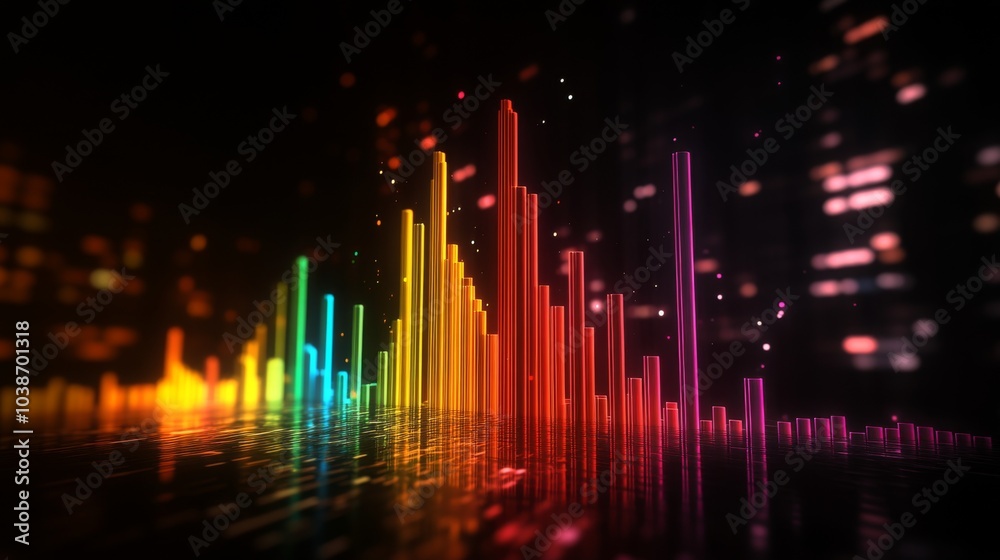 Aufkleber Colorful Audio Visualizer with Bright Bars and Reflection