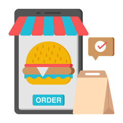 Modern design icon of mobile food order 

